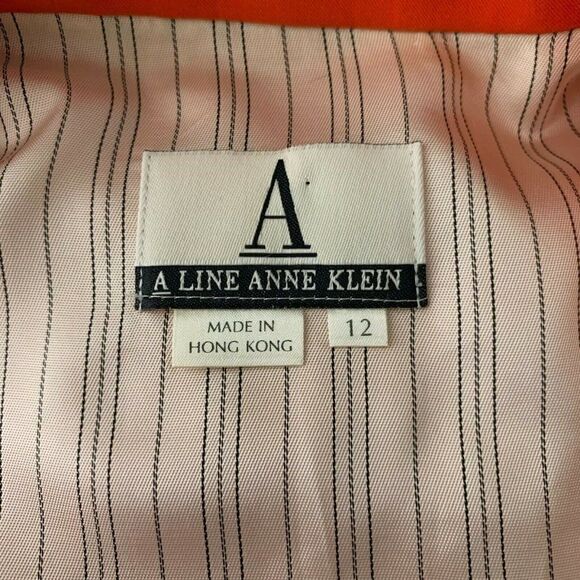 Vintage 80s Anne Klein Anorak Utility Jacket 12 Orange Pocket Drawstring Waist - Picture 8 of 8